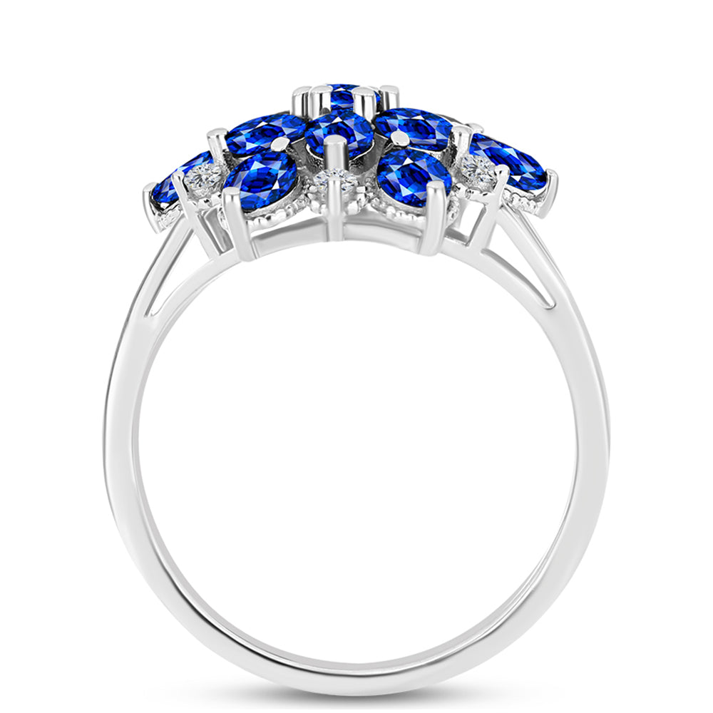 Silberring mit australischem blauem Saphir und weißem Topas 2 