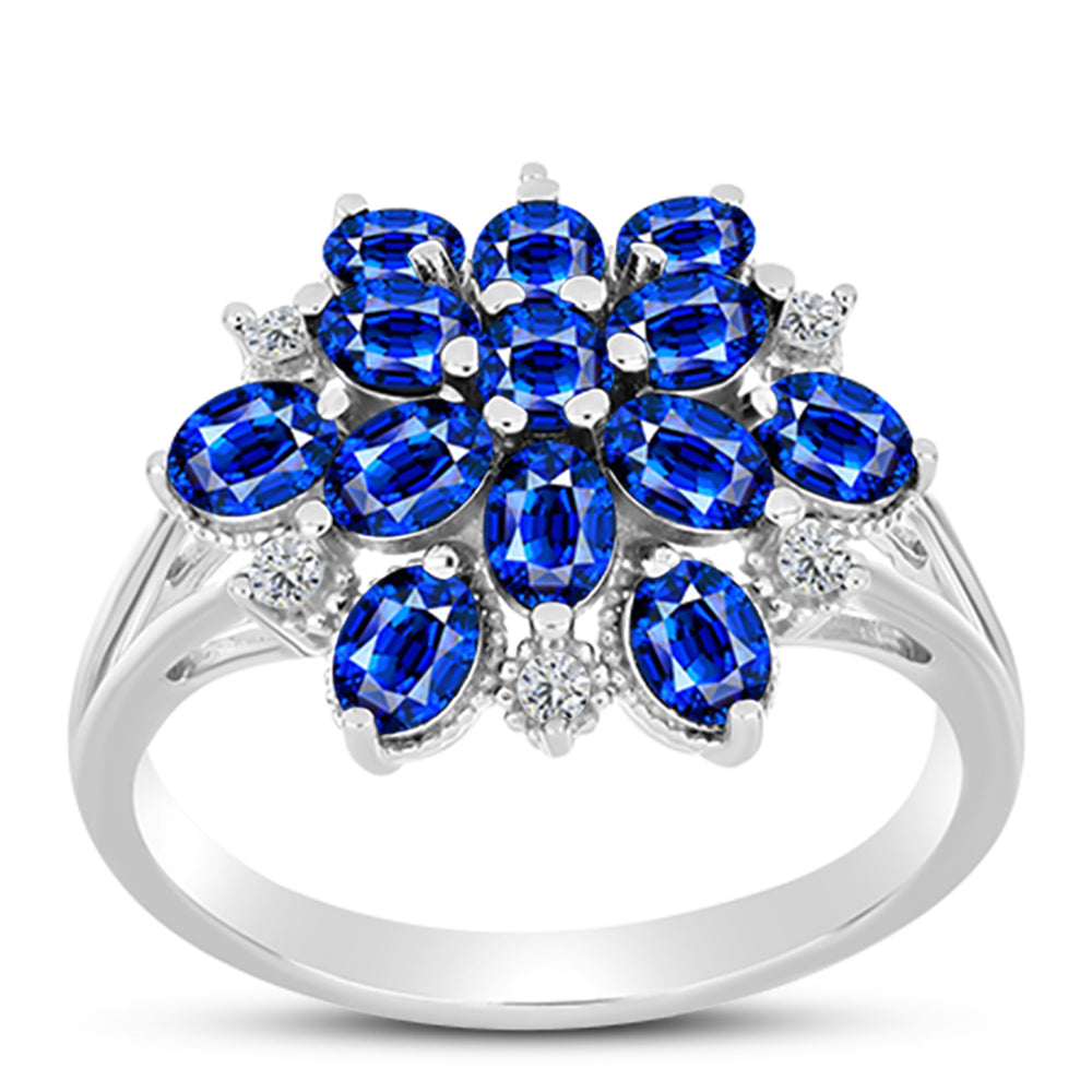 Silberring mit australischem blauem Saphir und weißem Topas 3 