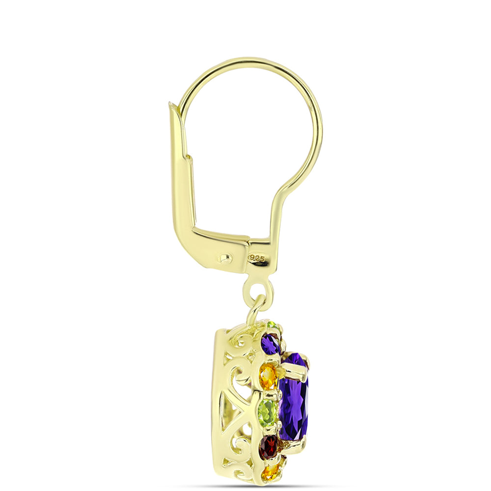 Goldplattierte Silberohrringe mit marokkanischem Amethyst 2 