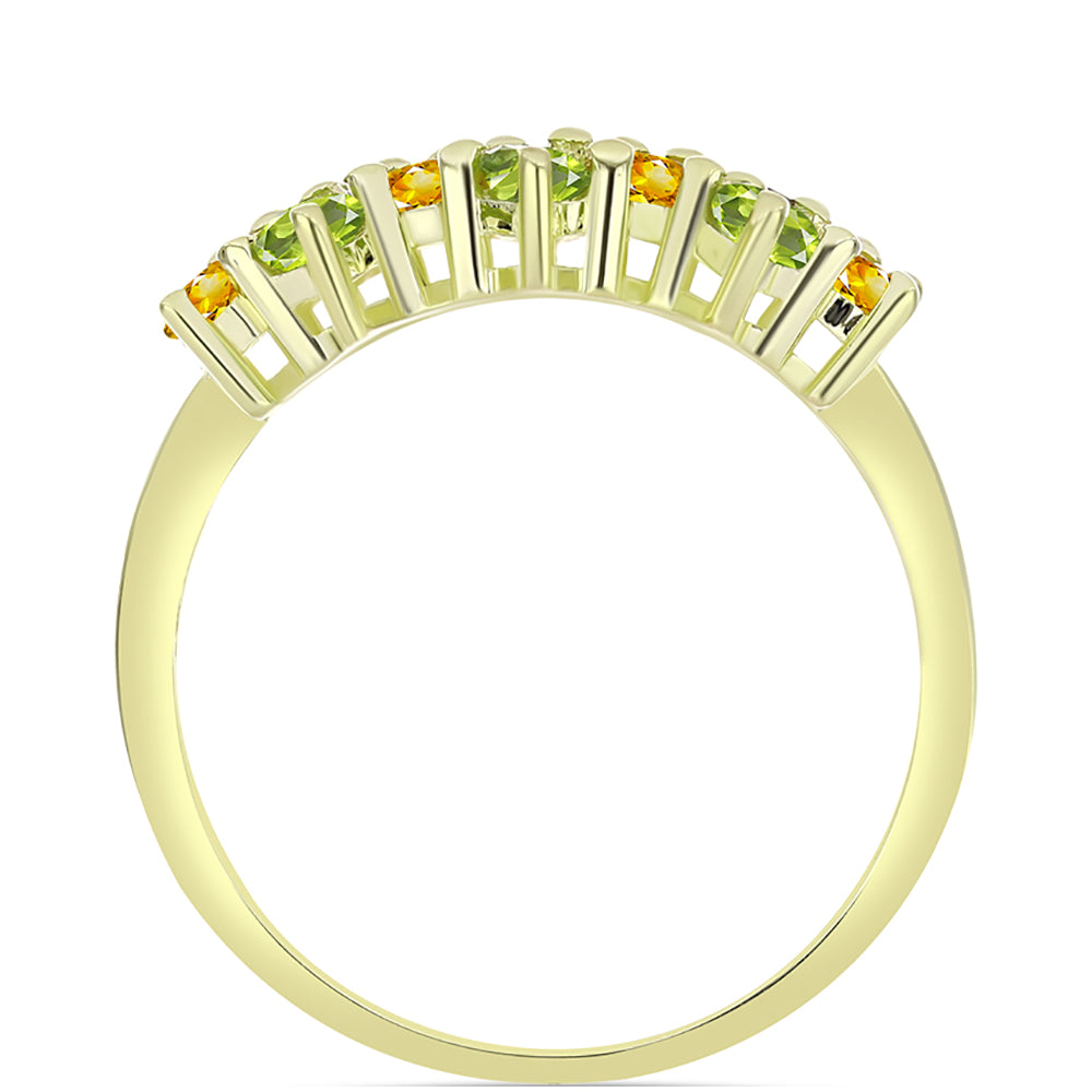Goldplattierter Silberring mit marokkanischem Amethyst und Zitrin aus dem Ural