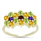 Goldplattierter Silberring mit marokkanischem Amethyst und Zitrin aus dem Ural