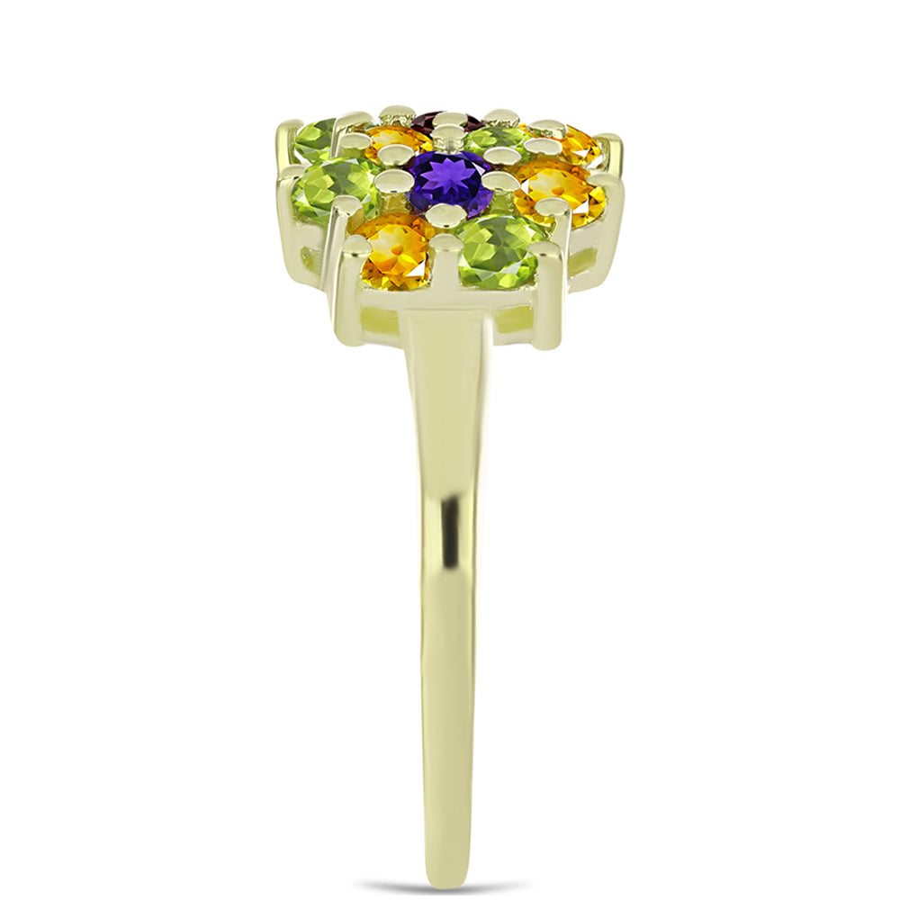 Goldplattierter Silberring mit marokkanischem Amethyst und Zitrin aus dem Ural 4 