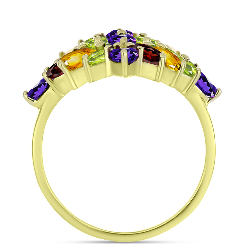 Goldplattierter Silberring mit marokkanischem Amethyst und Zitrin aus dem Ural 2 