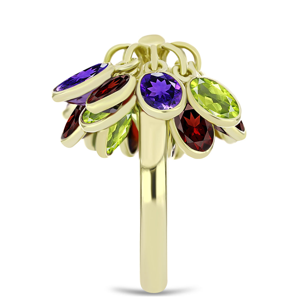 Goldplattierter Silberring mit marokkanischem Amethyst und Zitrin aus dem Ural 4 