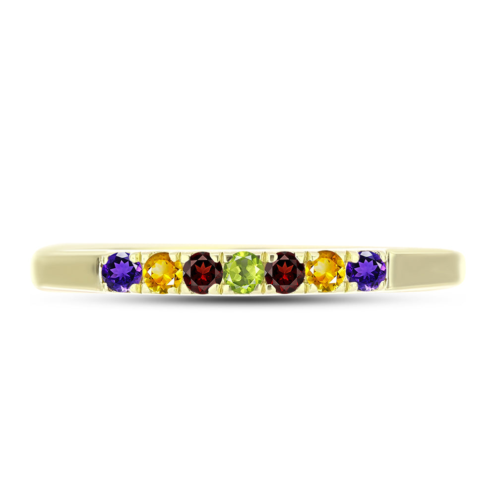 Goldplattierter Silberring mit marokkanischem Amethyst und Zitrin aus dem Ural