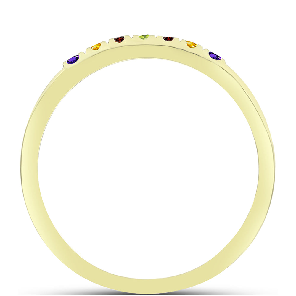 Goldplattierter Silberring mit marokkanischem Amethyst und Zitrin aus dem Ural 3 