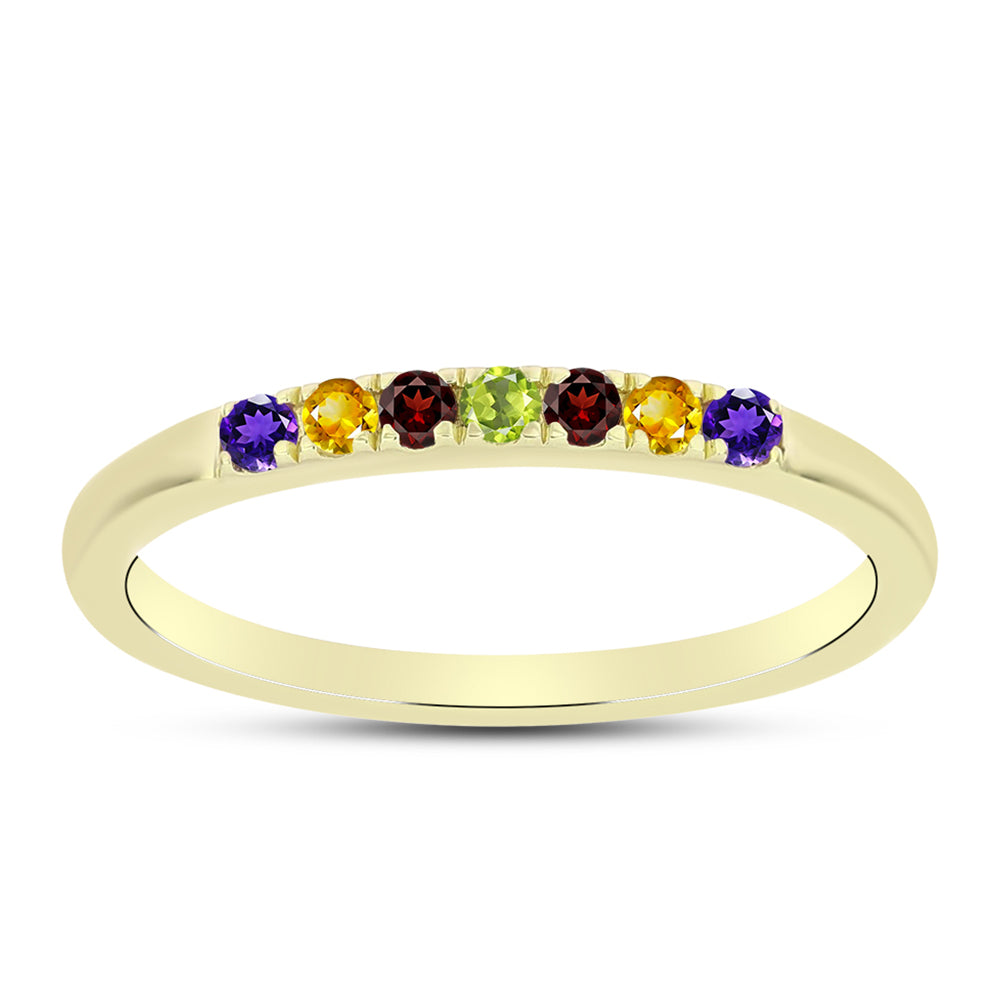 Goldplattierter Silberring mit marokkanischem Amethyst und Zitrin aus dem Ural