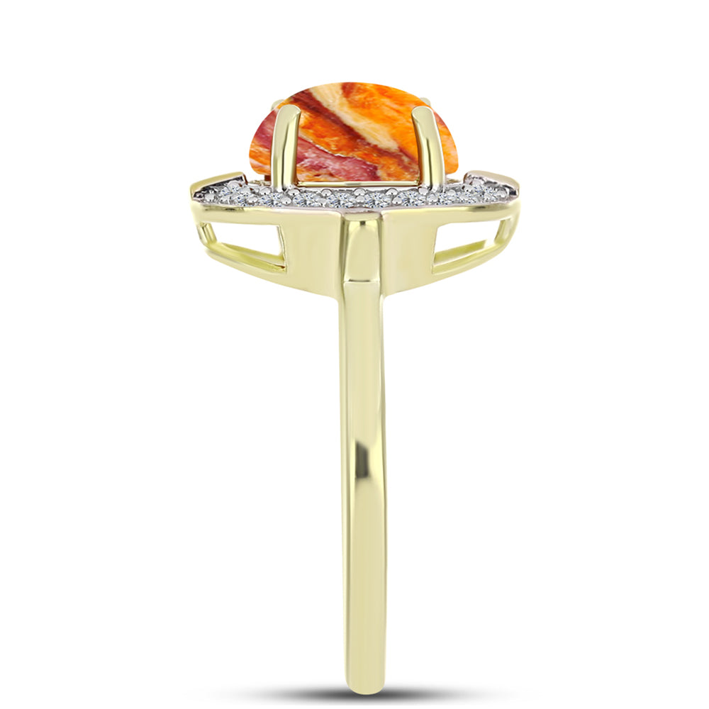 Goldplattierter Silberring mit Löwenpfoten-Jaspis und weißem Topas