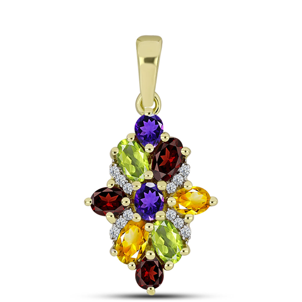 Goldplattierter Silberanhänger mit marokkanischem Amethyst und Zitrin aus dem Ural