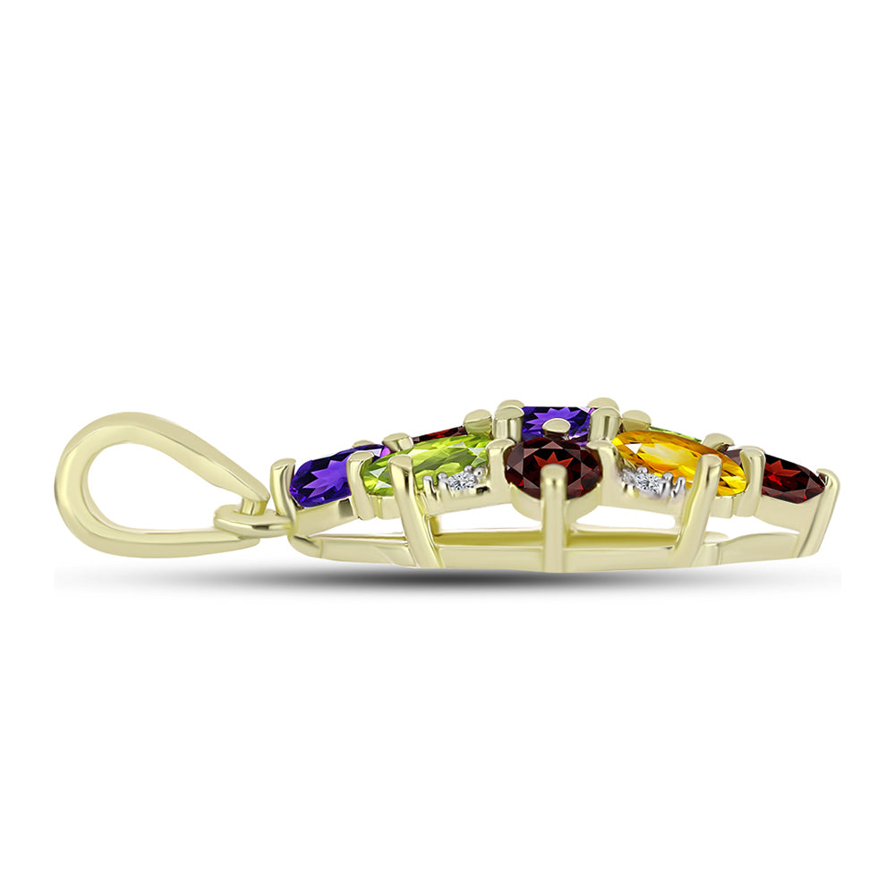 Goldplattierter Silberanhänger mit marokkanischem Amethyst und Zitrin aus dem Ural 2 