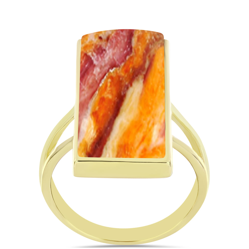 Goldplattierter Silberring mit Löwenpfoten-Jaspis