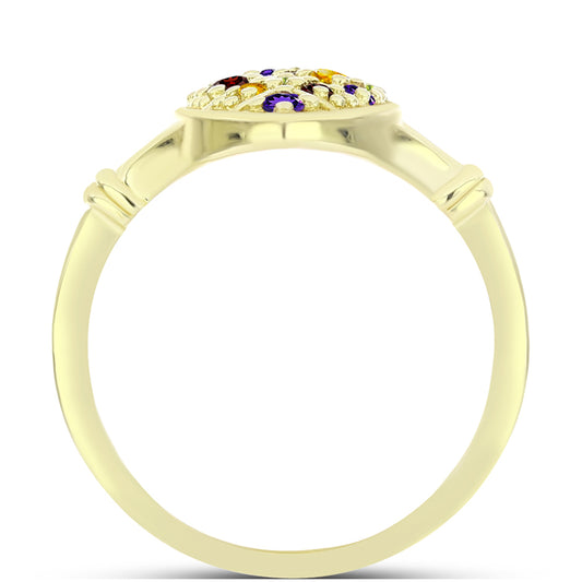 Goldplattierter Silberring mit marokkanischem Amethyst und Zitrin aus dem Ural