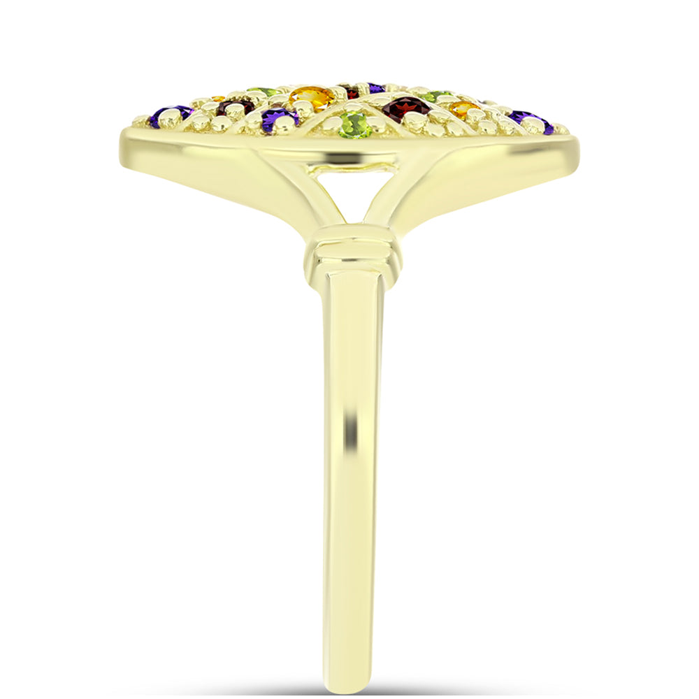Goldplattierter Silberring mit marokkanischem Amethyst und Zitrin aus dem Ural 4 