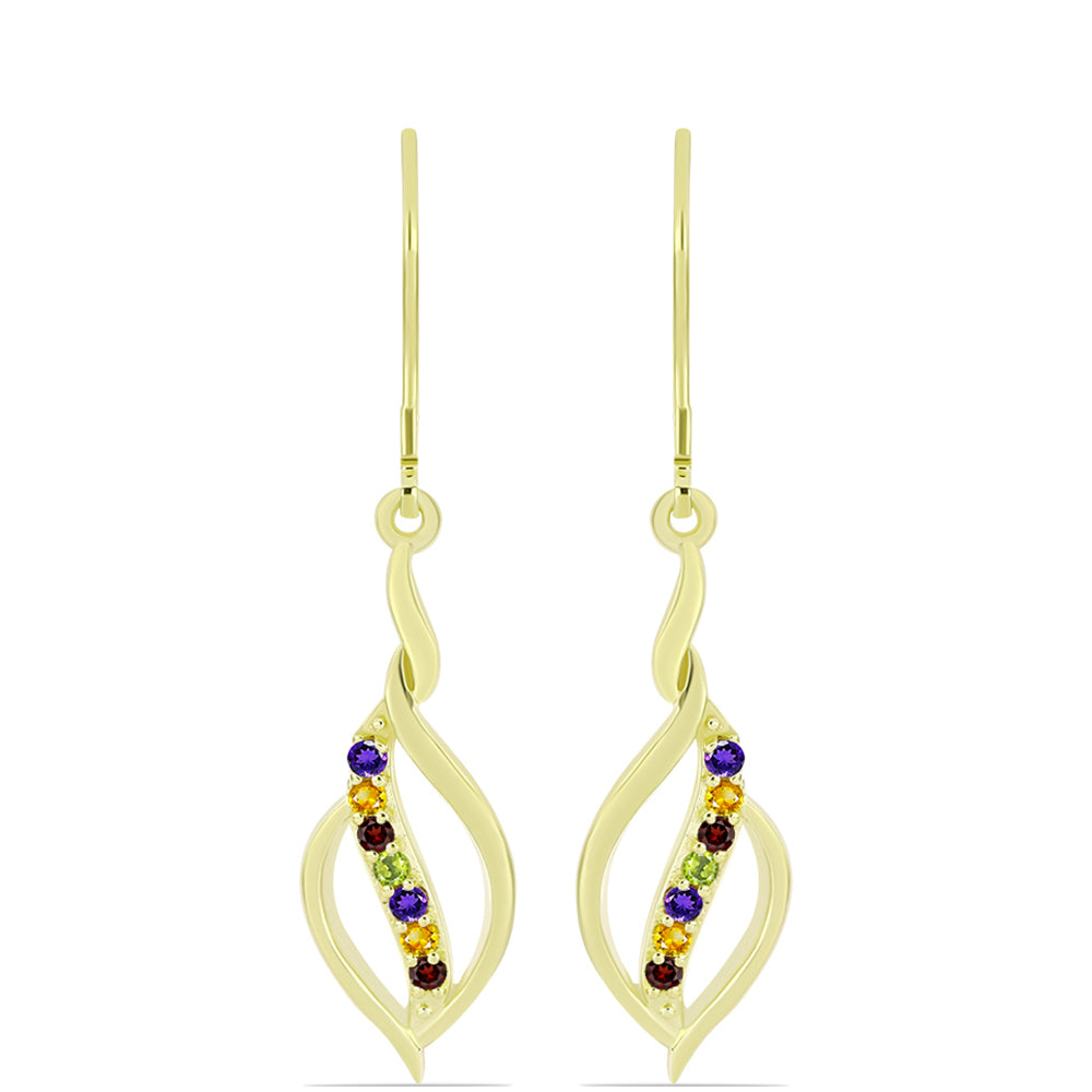Goldplattierte Silberohrringe mit marokkanischem Amethyst und Zitrin aus dem Ural 1 