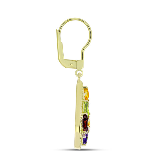 Goldplattierte Silberohrringe mit marokkanischem Amethyst und Zitrin aus dem Ural