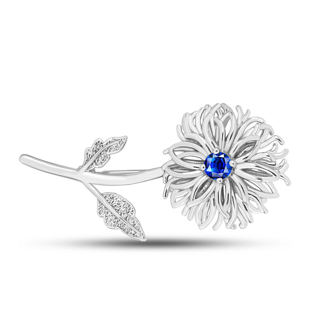 Silberbrosche mit australischem blauem Saphir