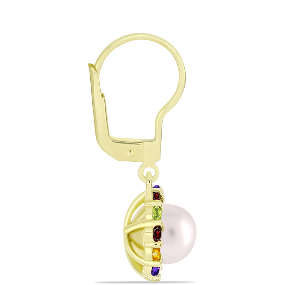 Goldplattierte Silberohrringe mit marokkanischem Amethyst und Zitrin aus dem Ural