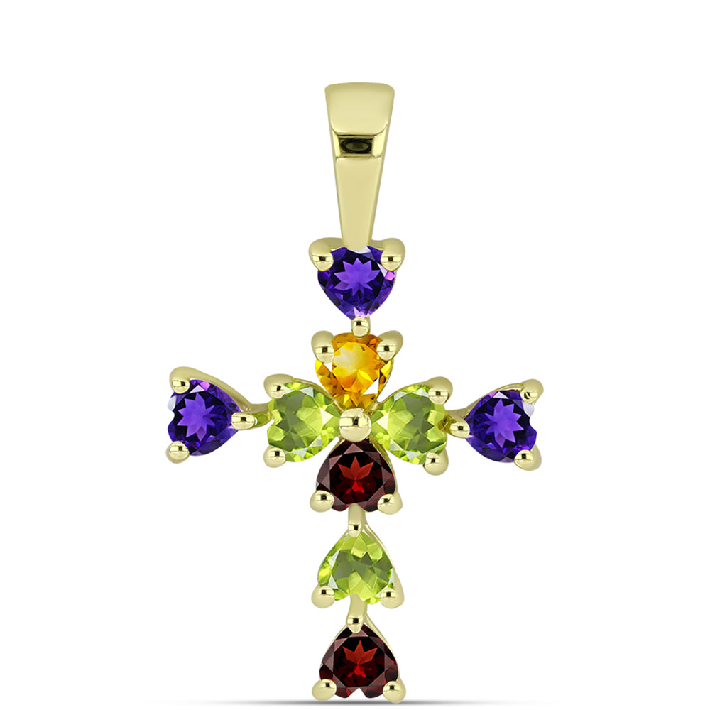 Goldplattierter Silberanhänger mit marokkanischem Amethyst und Zitrin aus dem Ural