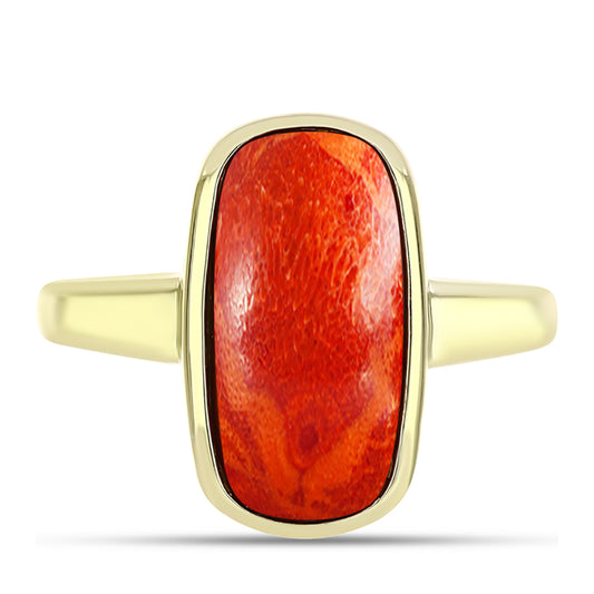 Goldplattierter Silberring mit roter Schwammkoralle