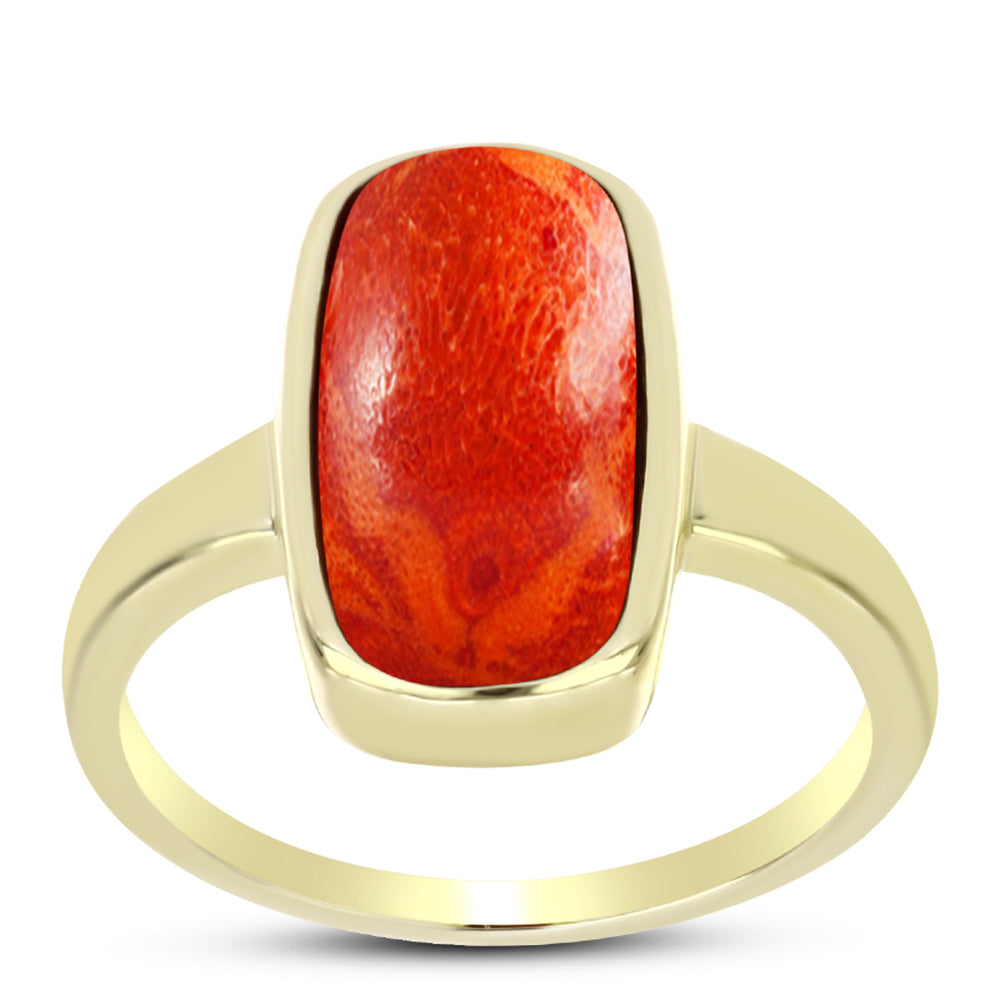 Goldplattierter Silberring mit roter Schwammkoralle 3 