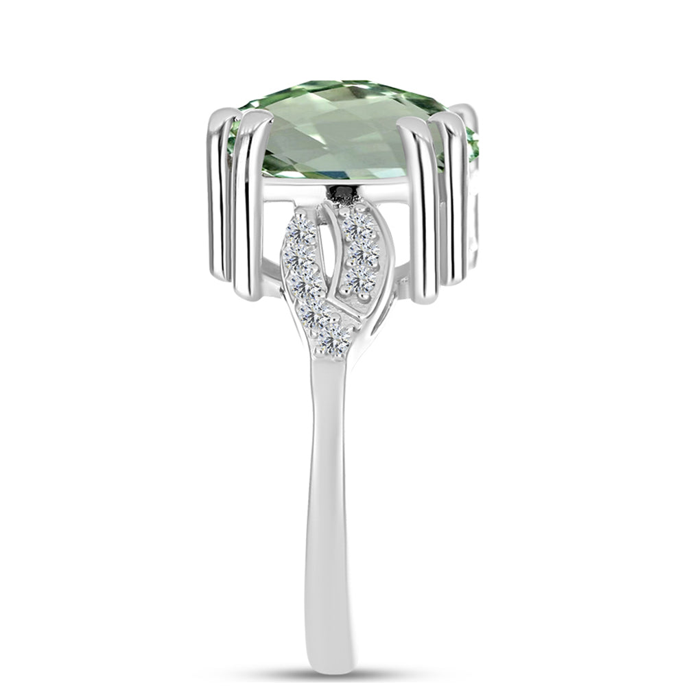 Silberring mit grünem Amethyst und weißem Topas 4 