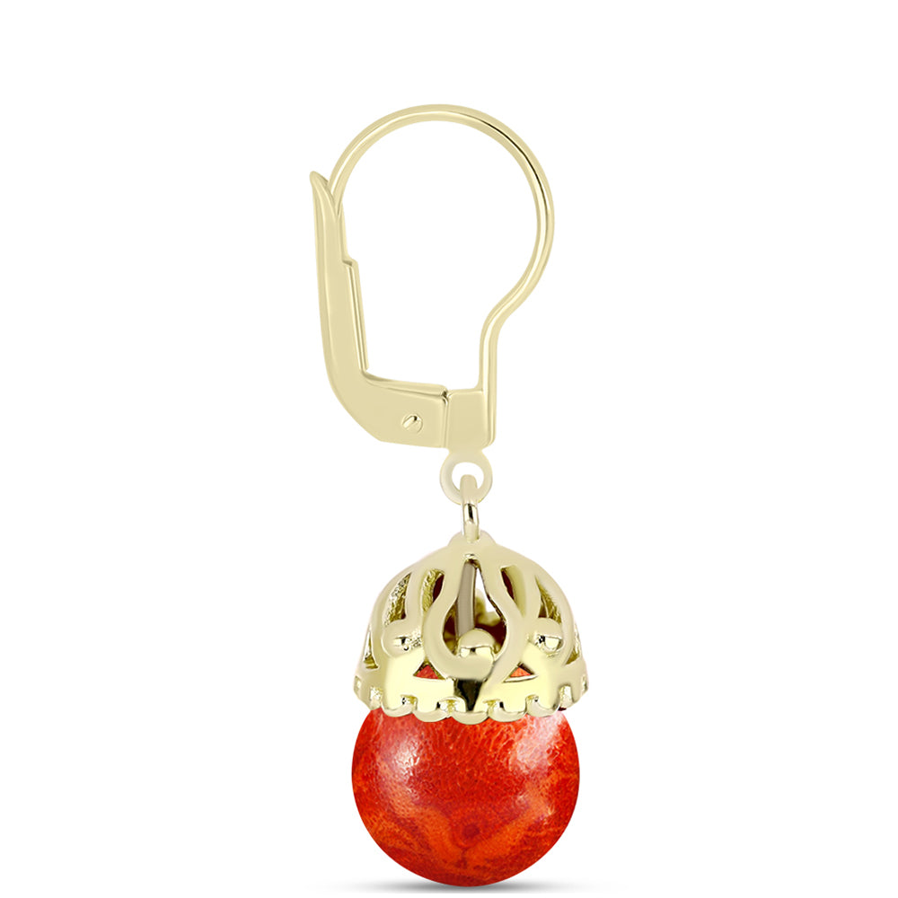 Goldplattierte Silberohrringe mit roter Schwammkoralle 2 