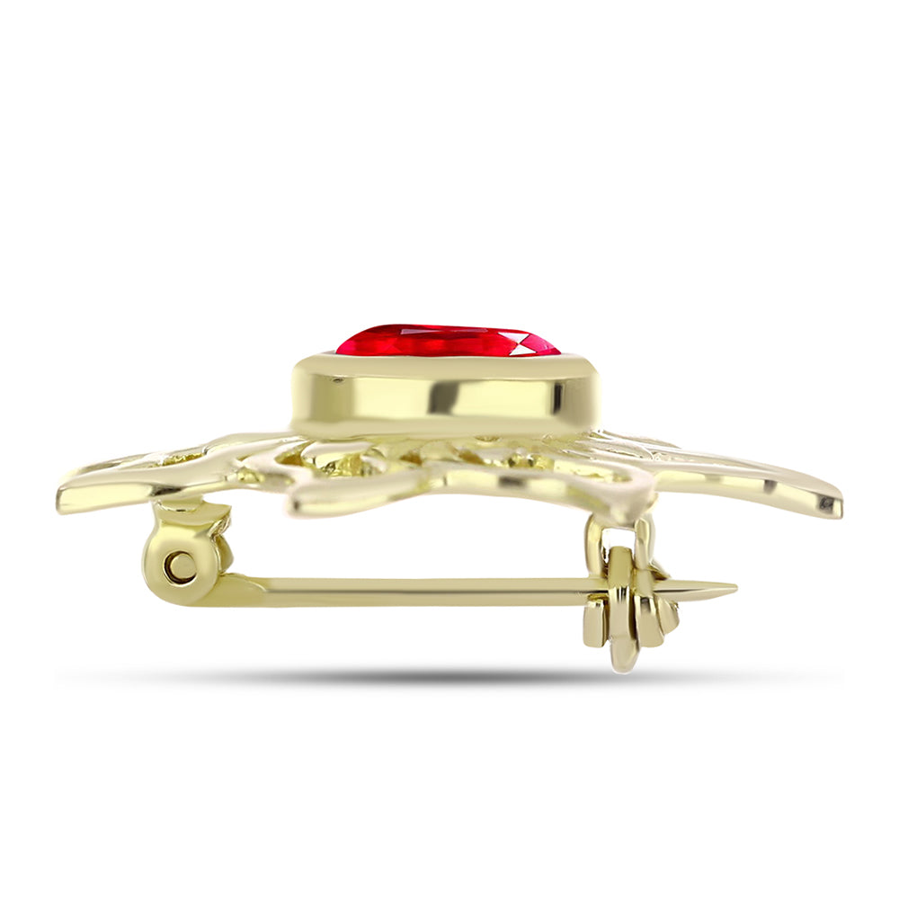 Goldplattierte Silberbrosche mit rotem Achat 2 