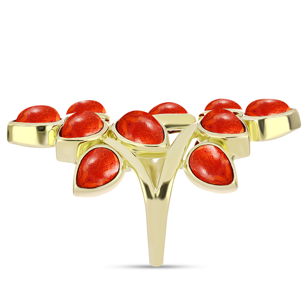 Goldplattierter Silberring mit roter Schwammkoralle 4 