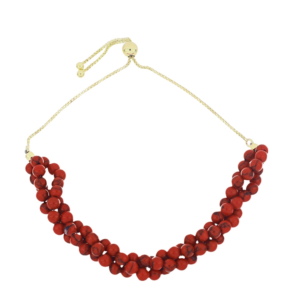 Goldplattiertes Silberarmband mit roter Schwammkoralle