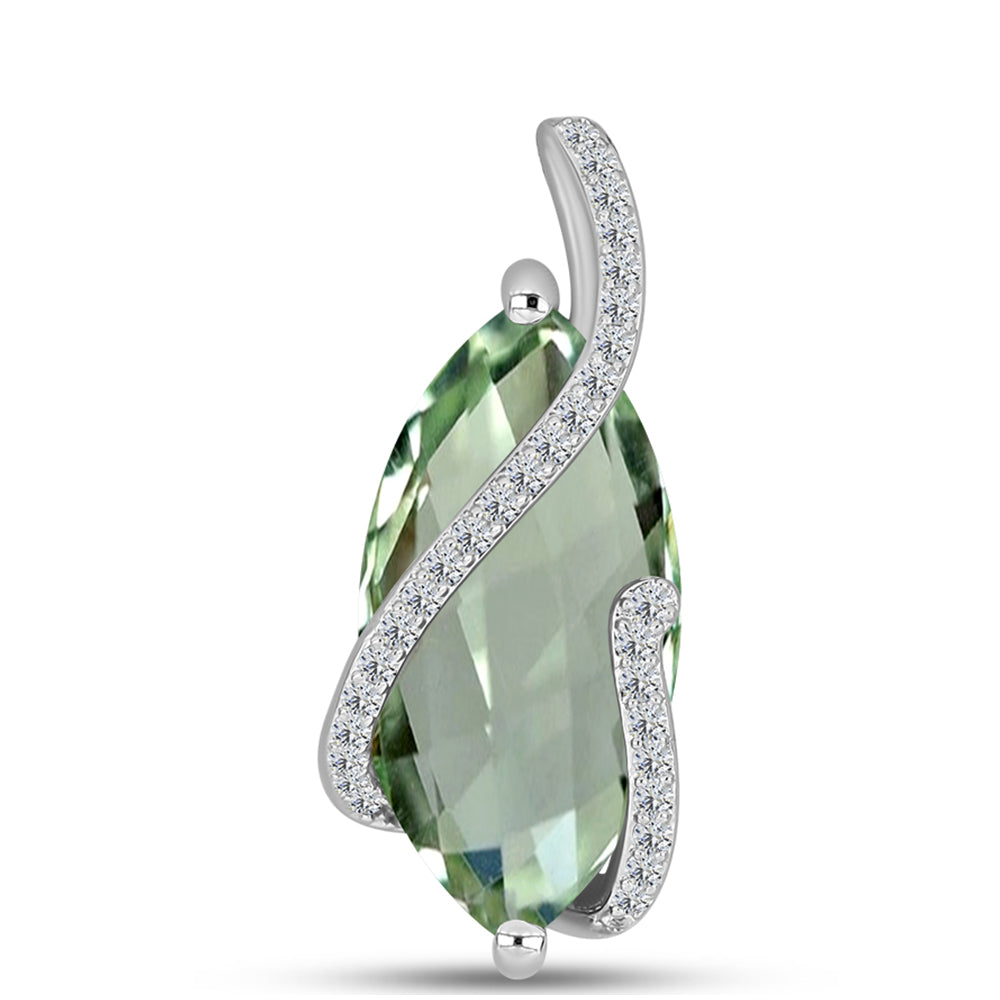 Silberanhänger mit grünem Amethyst und weißem Topas 1 