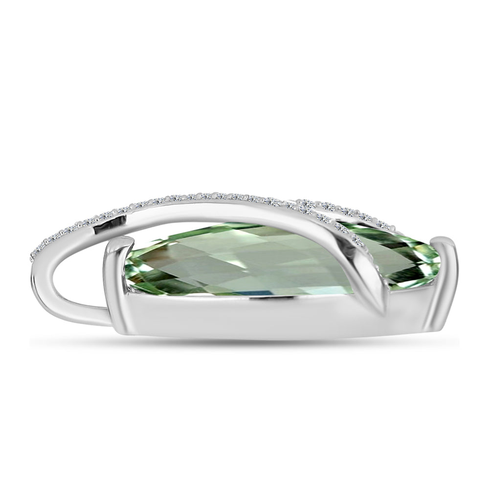 Silberanhänger mit grünem Amethyst und weißem Topas 2 