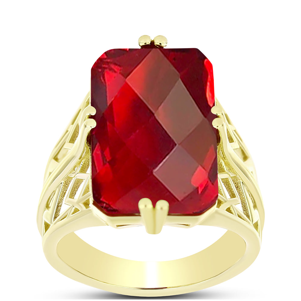 Goldplattierter Silberring mit rotem Achat