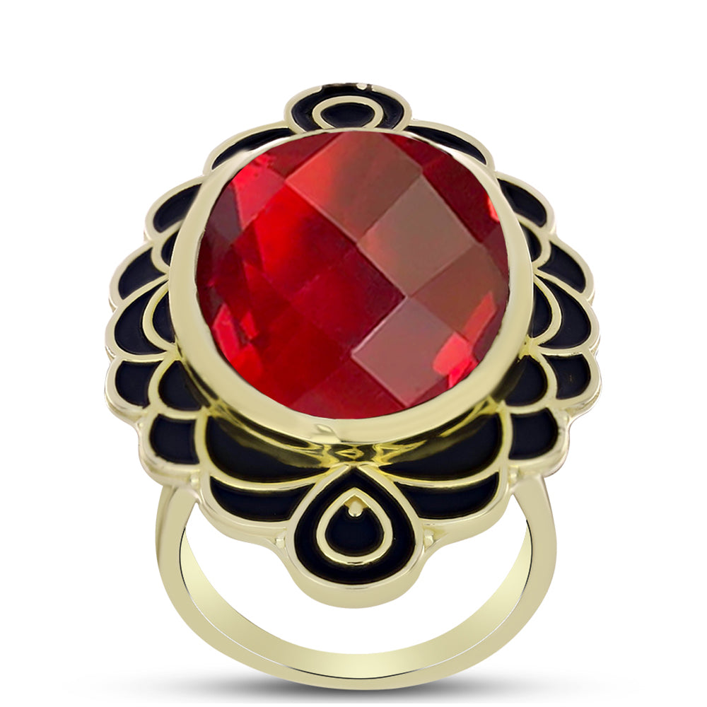 Goldplattierter Silberring mit rotem Achat