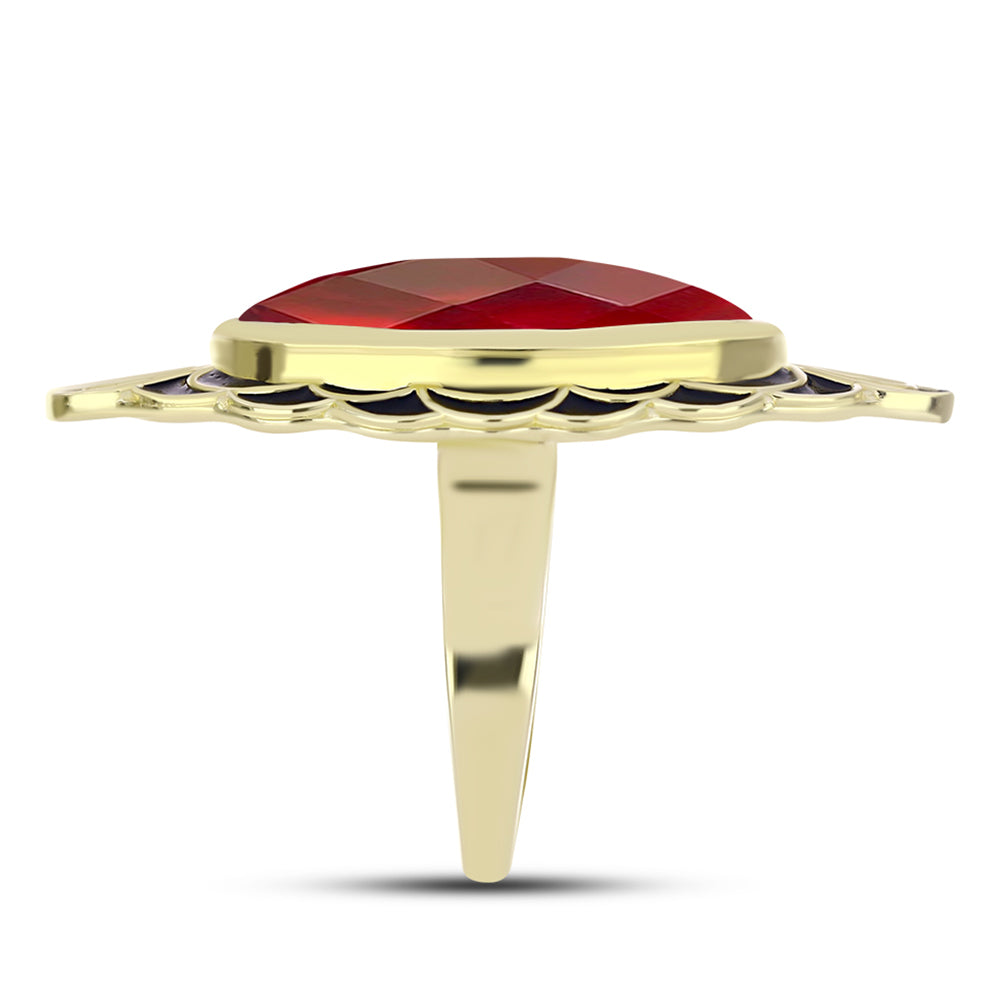Goldplattierter Silberring mit rotem Achat
