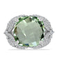 Silberring mit grünem Amethyst und weißem Topas