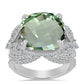 Silberring mit grünem Amethyst und weißem Topas
