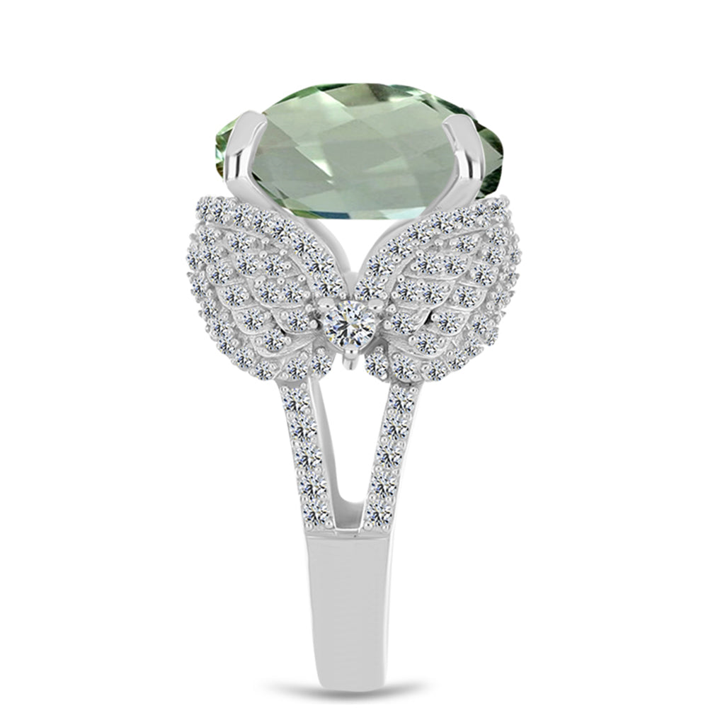 Silberring mit grünem Amethyst und weißem Topas 4 