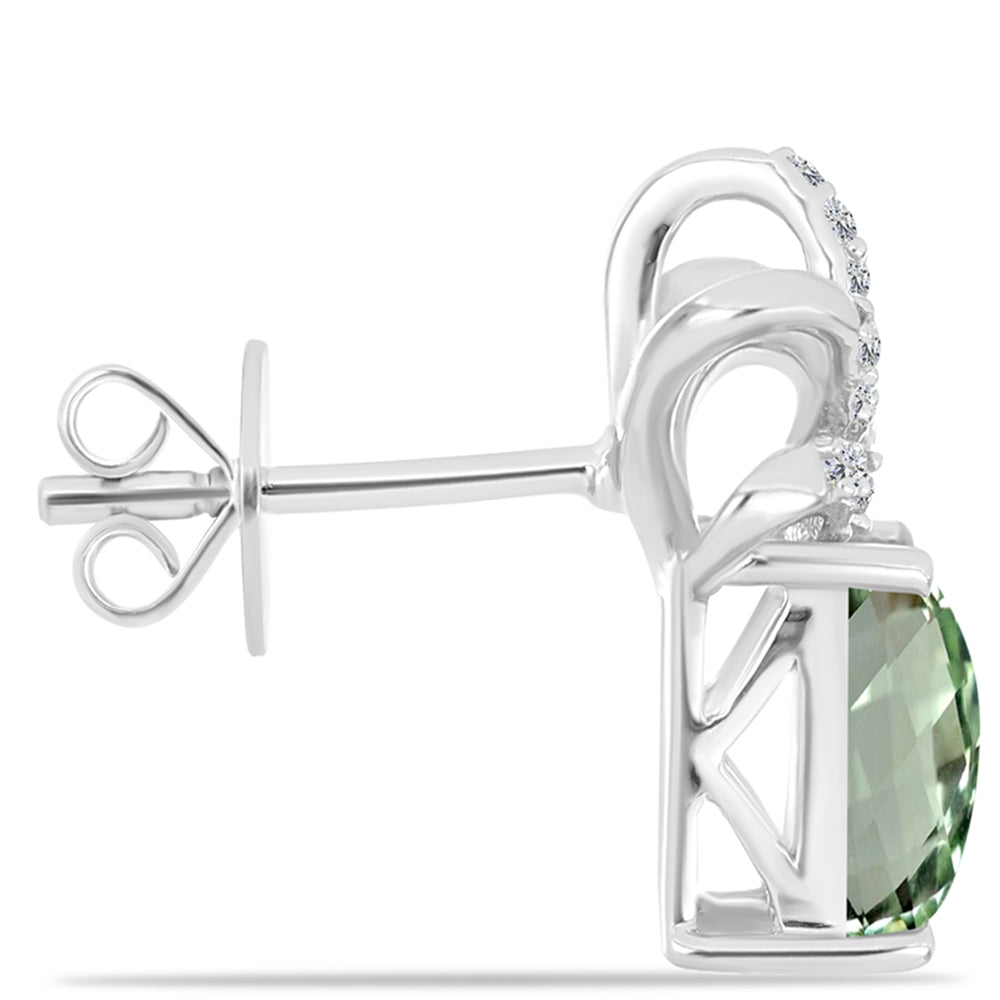 Silberohrringe mit grünem Amethyst und weißem Topas 2 