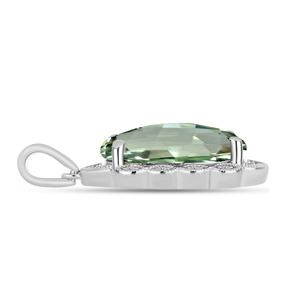 Silberanhänger mit grünem Amethyst und weißem Topas 2 