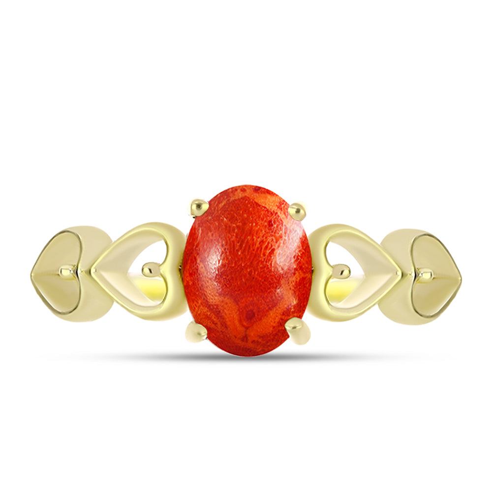 Goldplattierter Silberring mit roter Schwammkoralle 1 