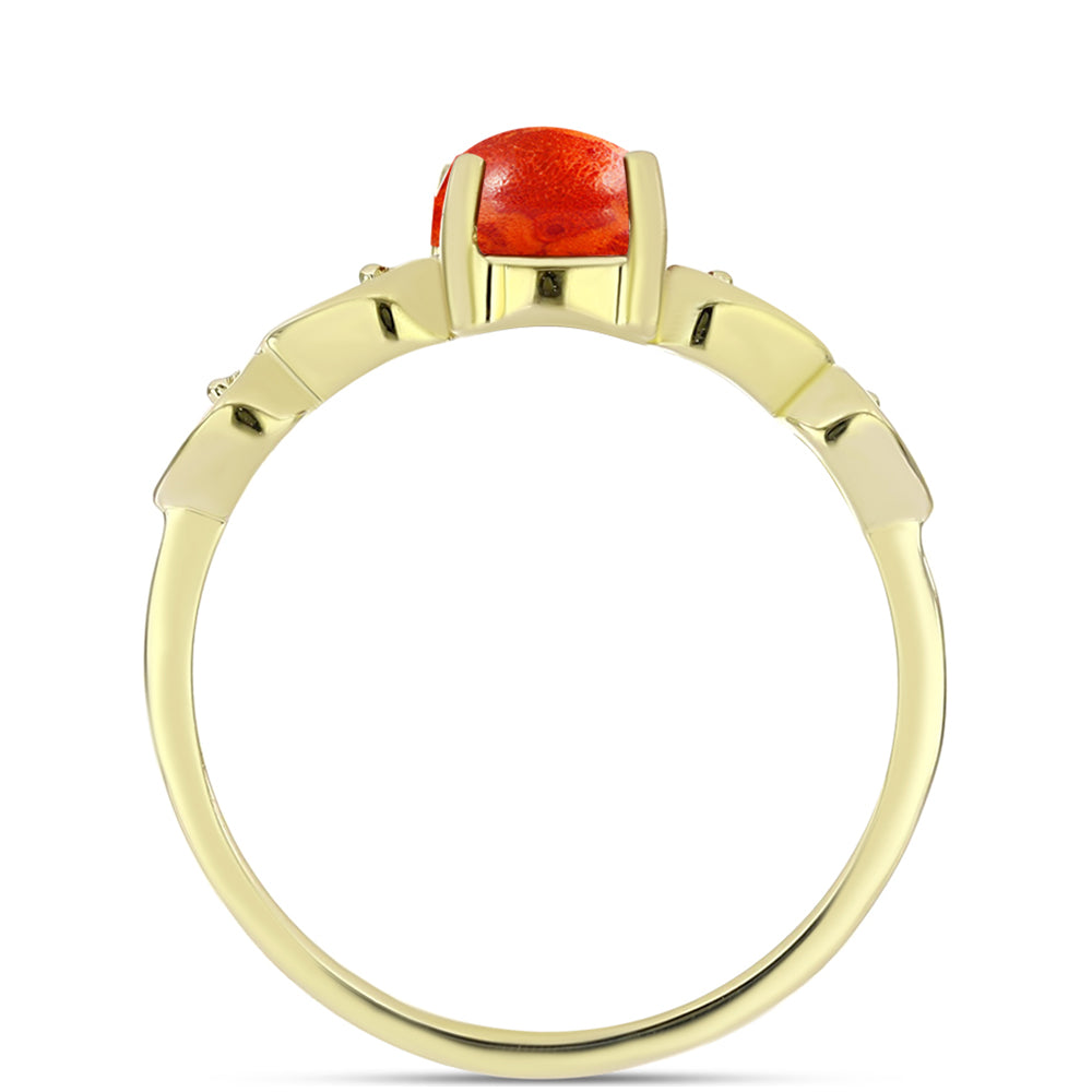 Goldplattierter Silberring mit roter Schwammkoralle 2 