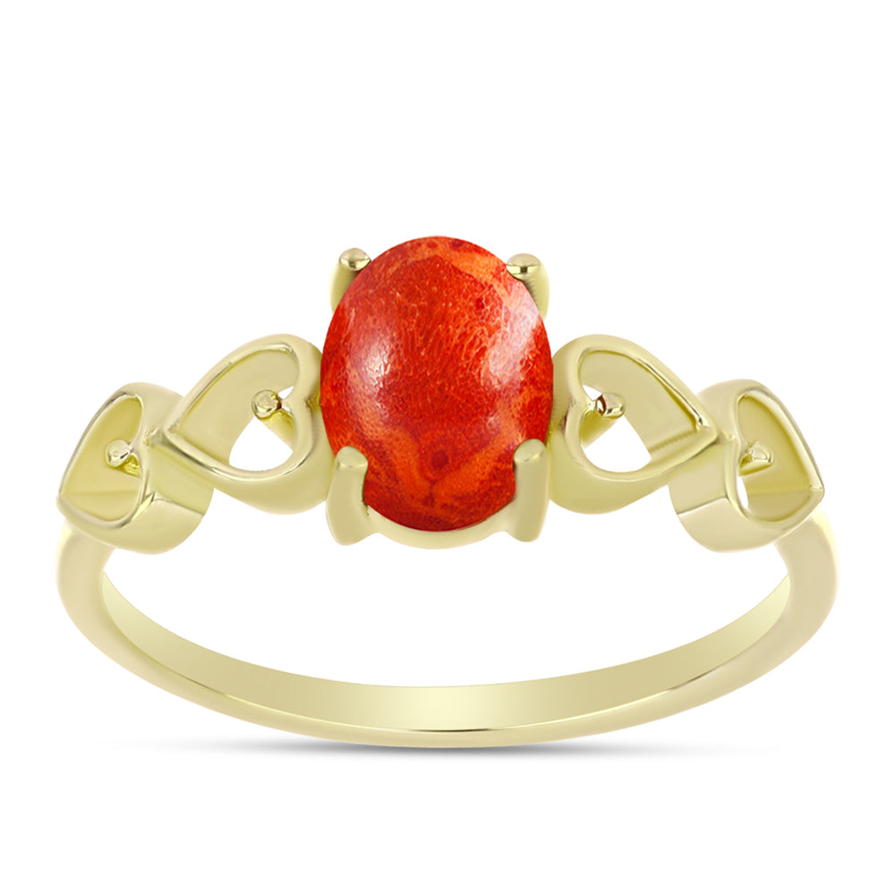 Goldplattierter Silberring mit roter Schwammkoralle 3 