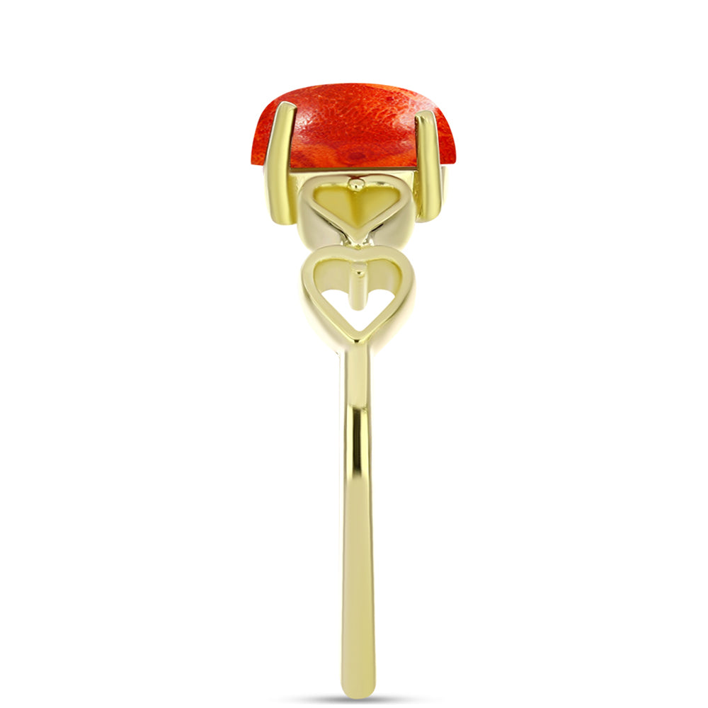 Goldplattierter Silberring mit roter Schwammkoralle 4 