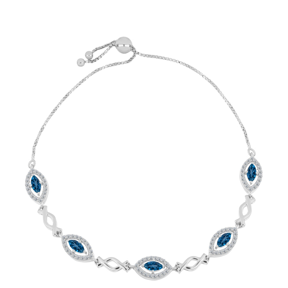 Silberarmband mit londonblauem Topas und weißem Topas 1 