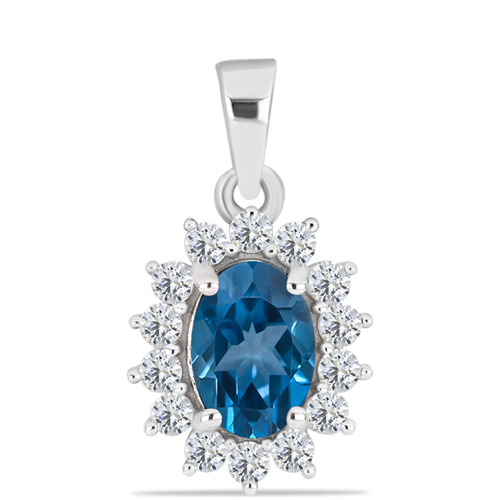 Silberanhänger mit londonblauem Topas und weißem Topas 1 