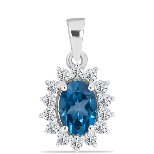 Silberanhänger mit londonblauem Topas und weißem Topas