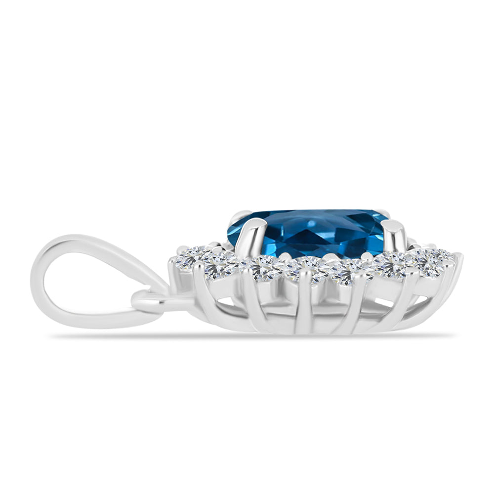 Silberanhänger mit londonblauem Topas und weißem Topas