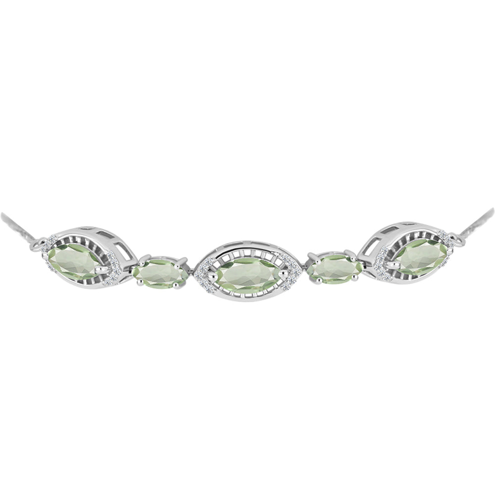 Silberarmband mit grünem Amethyst und weißem Topas 2 