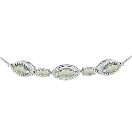Silberarmband mit grünem Amethyst und weißem Topas