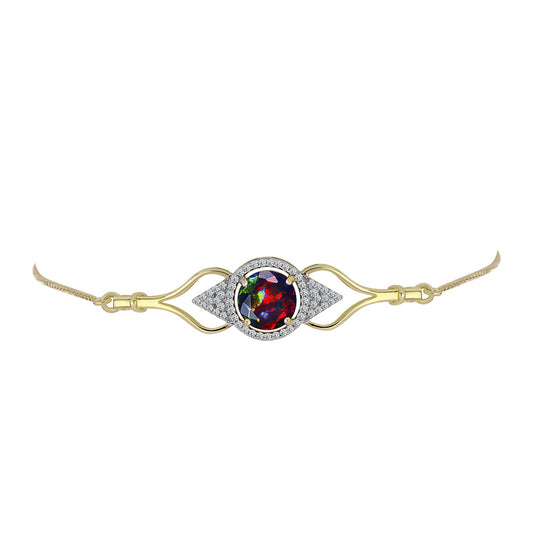 Goldplattiertes Silberarmband mit mitternachtsschwarzem äthiopischen Opal aus Lega Dembi und weißem Topas